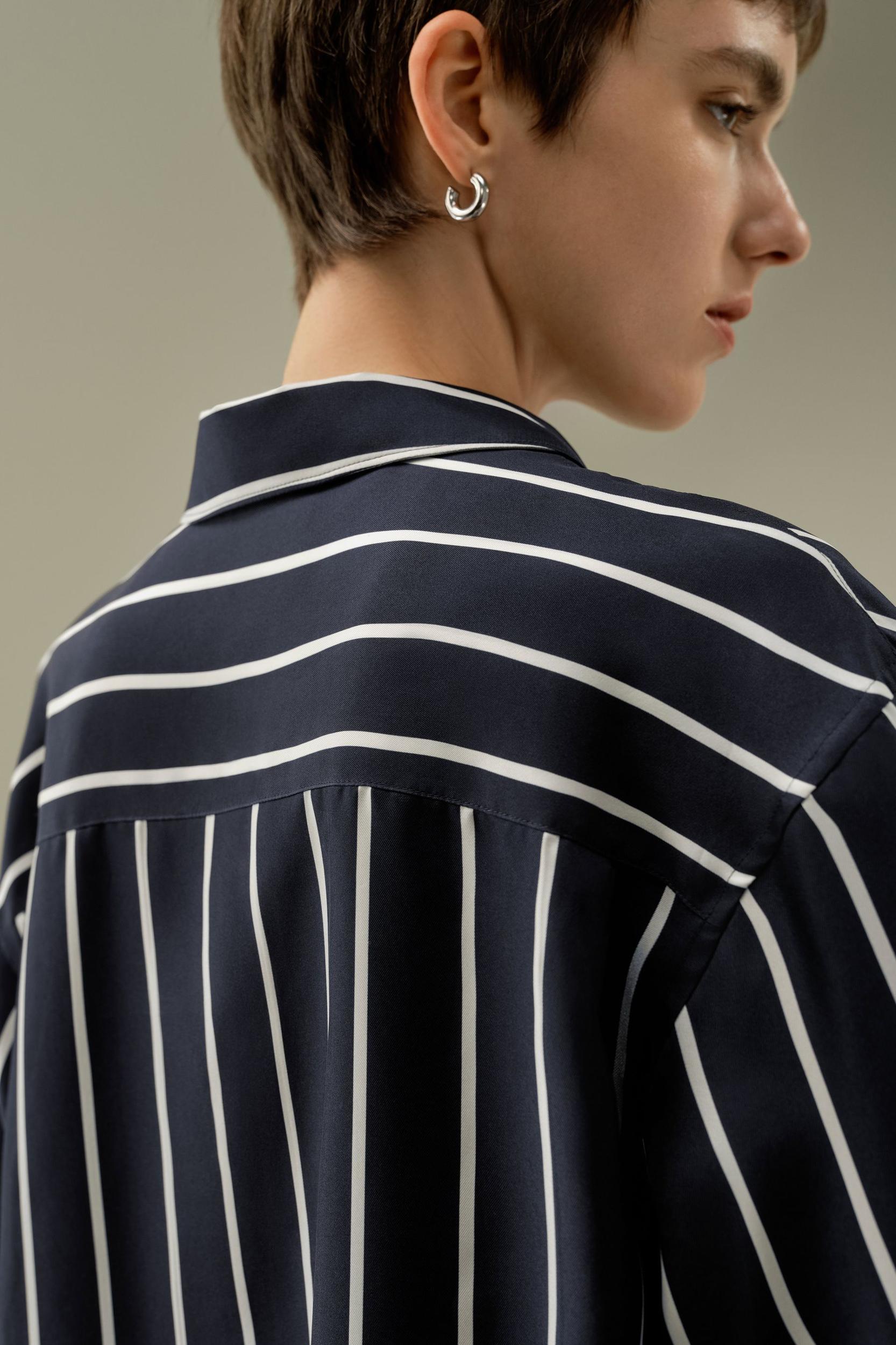 Silk Twill Striped Button-Down Shirt Product Image