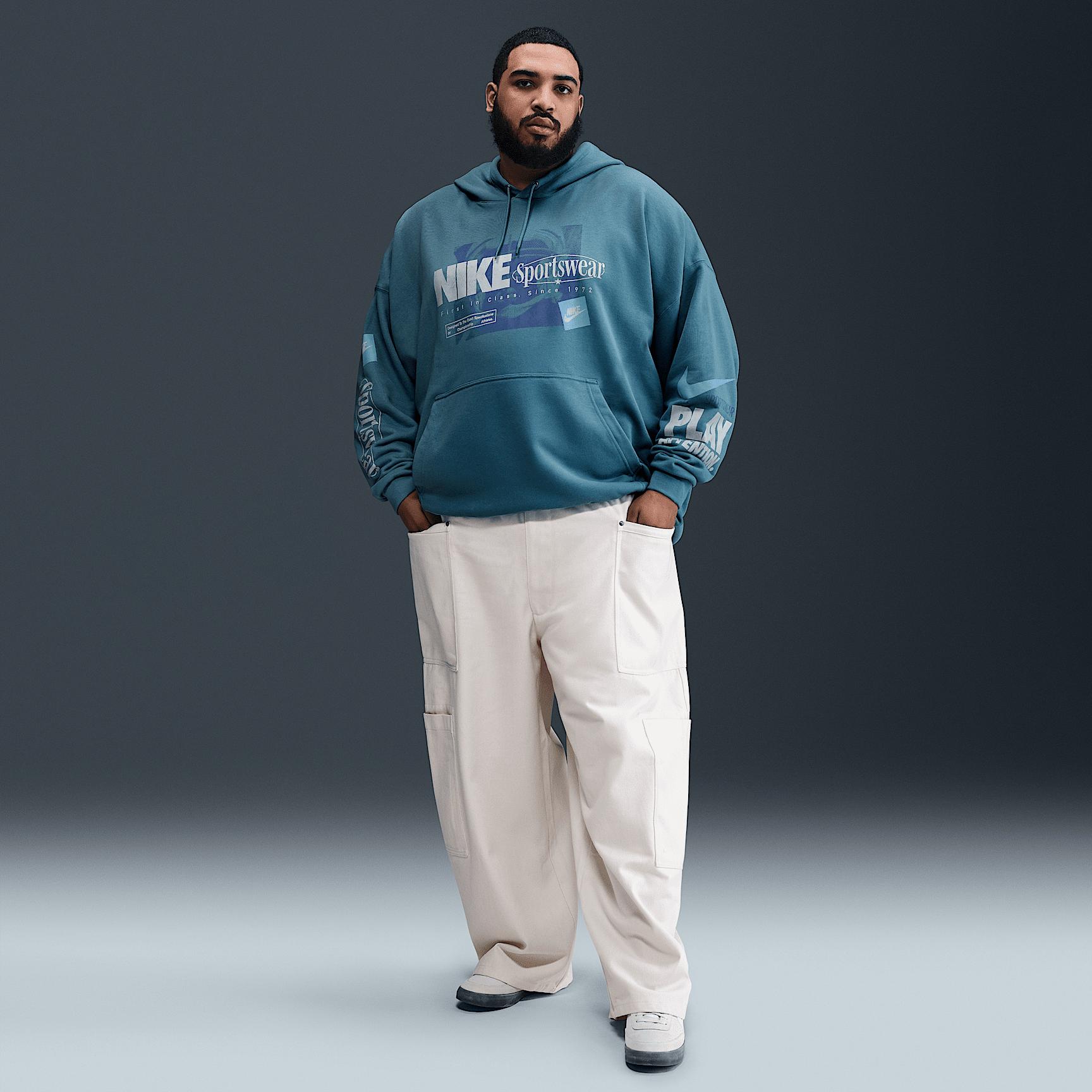 Nike Mens Club Oversized French Terry Pullover Hoodie | IB8257-464 Product Image