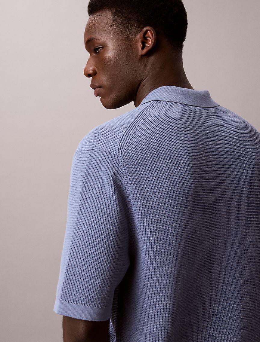 Waffle Cotton Polo Sweater Product Image