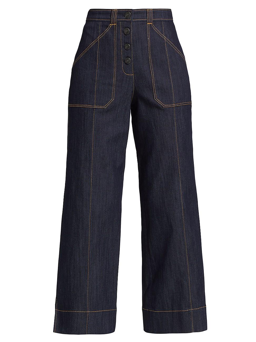 Womens Benji Mid-Rise Wide-Leg Jeans Product Image