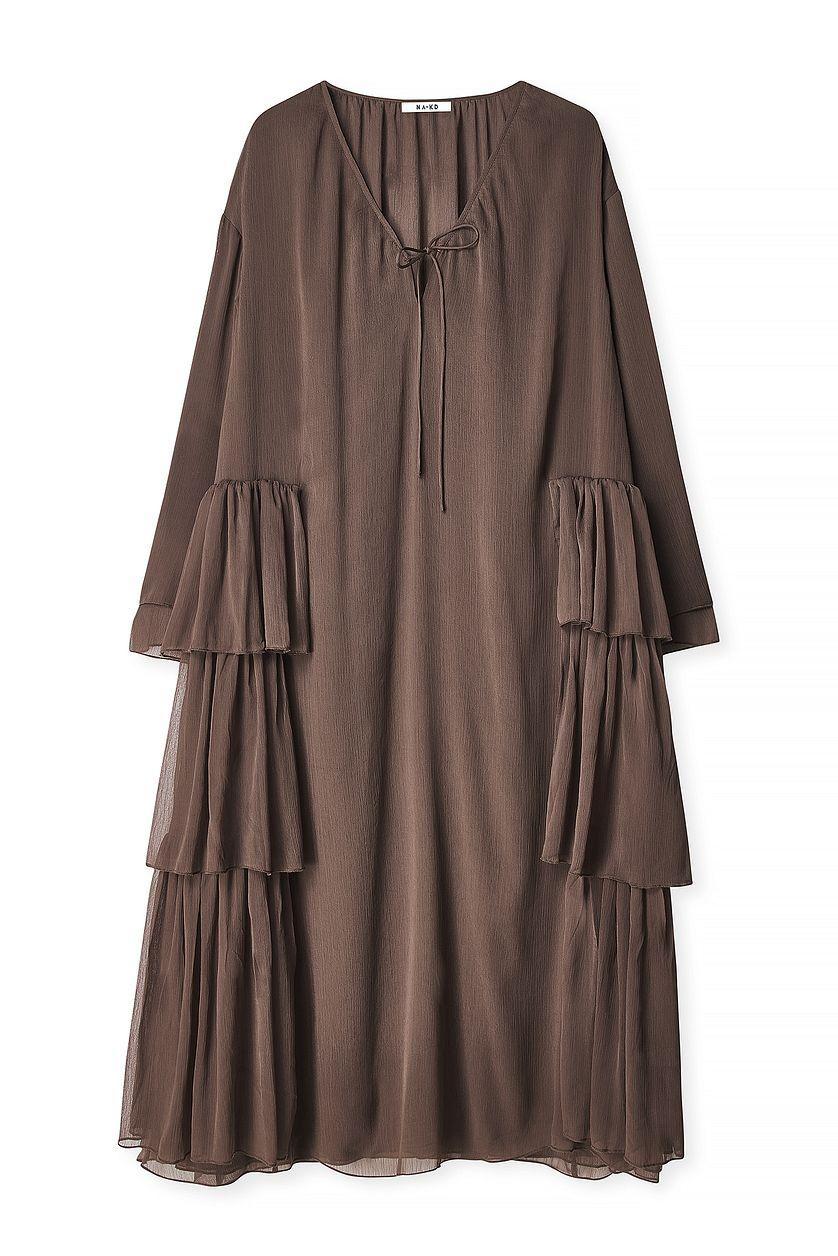 Chiffon Ruffle Long Sleeve Kaftan Product Image