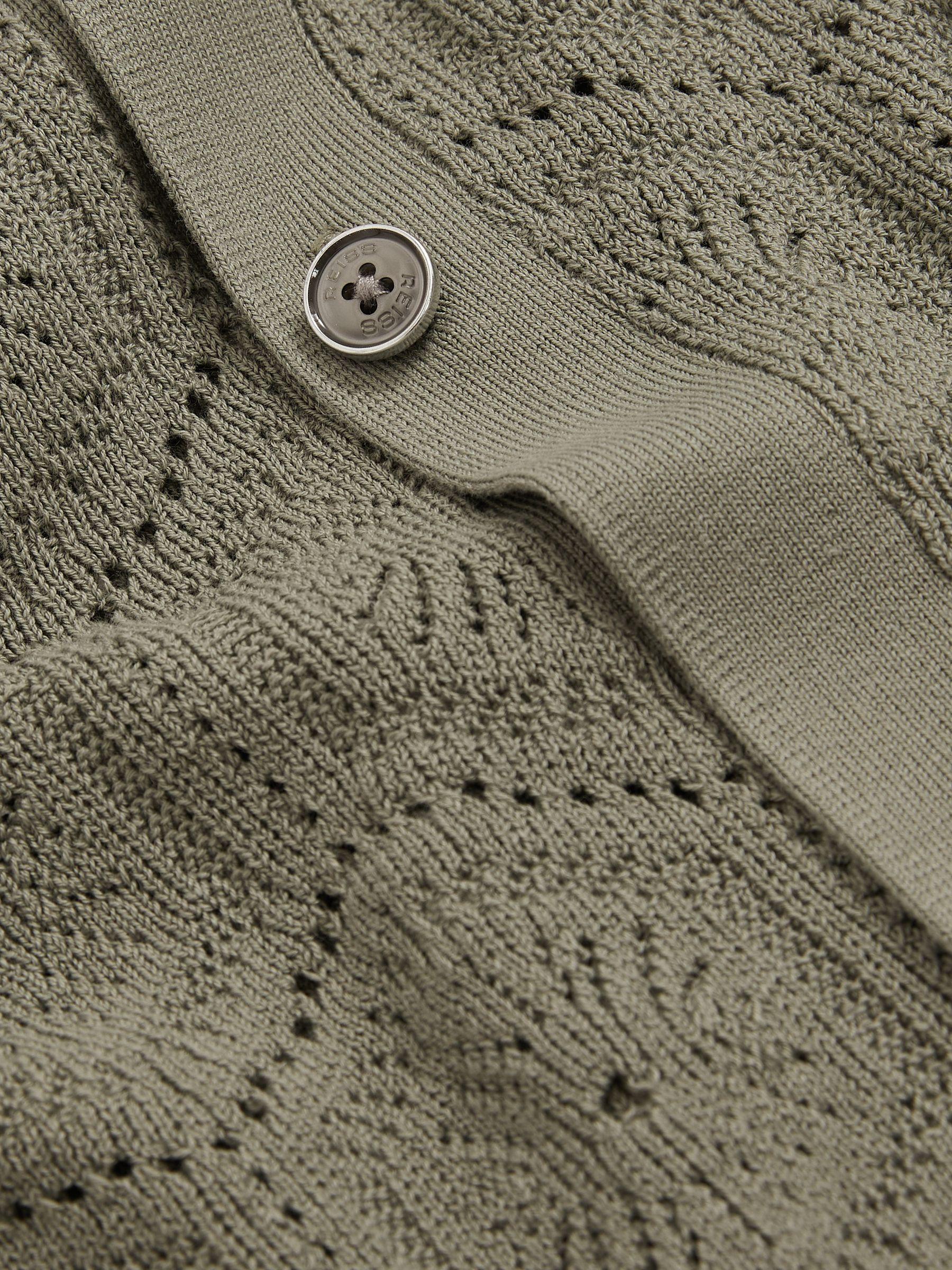 Pointelle Button-Through Shirt in Sage Green Product Image