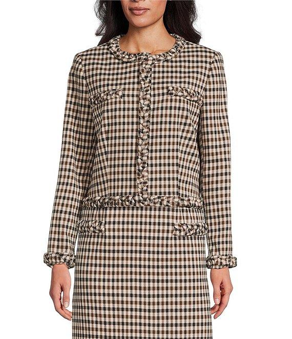 Preston & York Marcia Coordinating Novelty Plaid Crew Neck Jacket Product Image