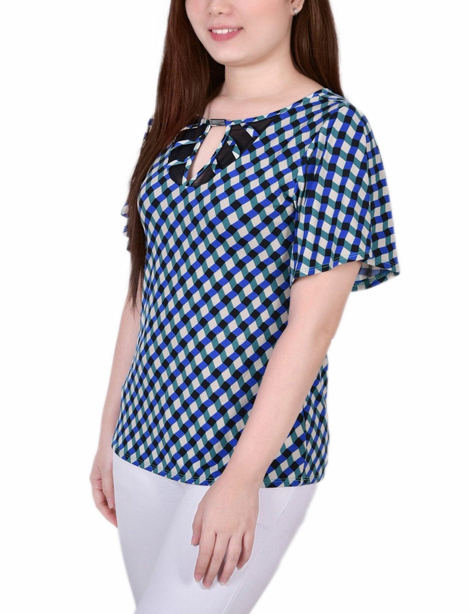 Deep Lake Limoges 3/4 Sleeve Blouse With Necklace - Petite Product Image