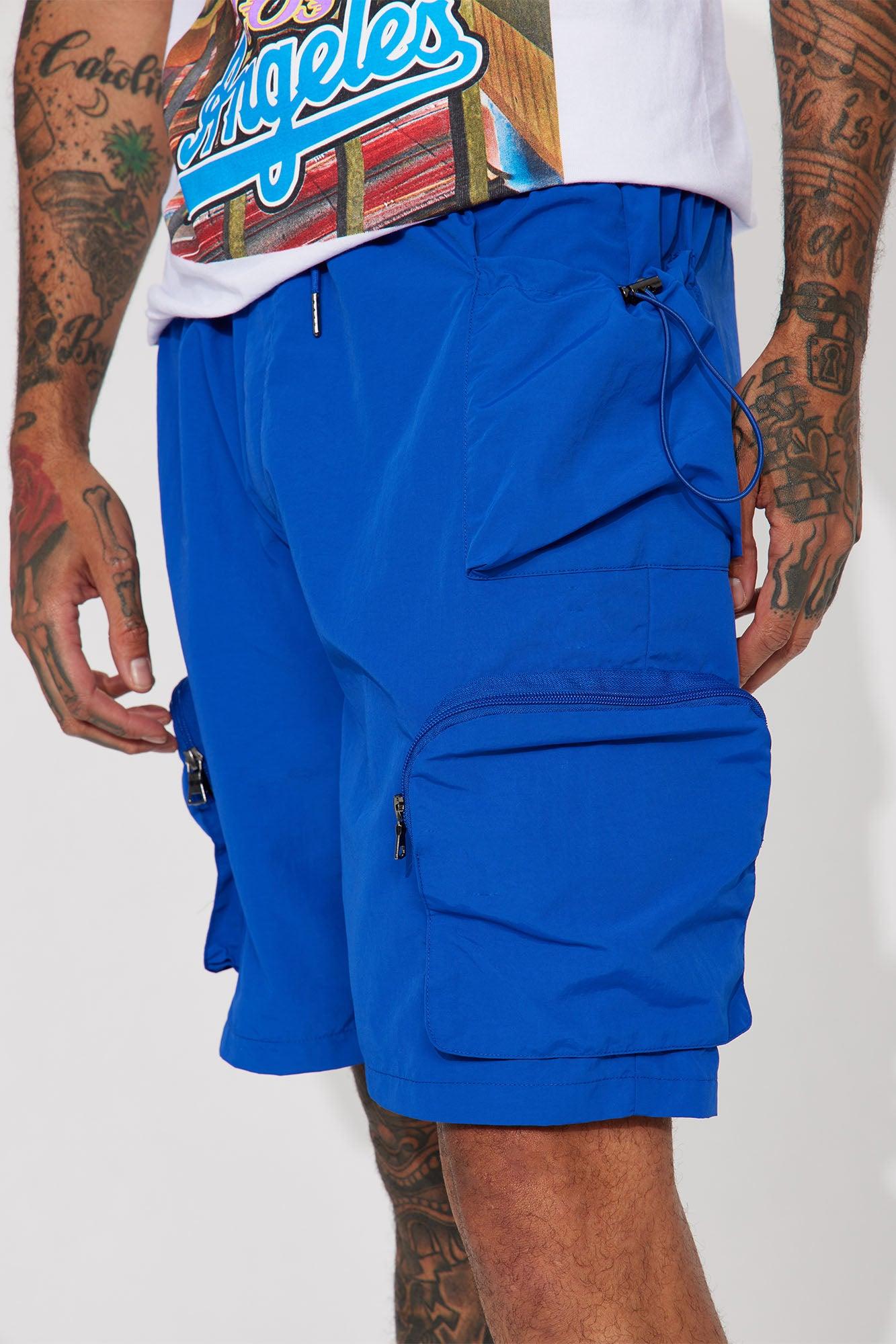 All This And That Nylon Cargo Shorts - Royal Product Image