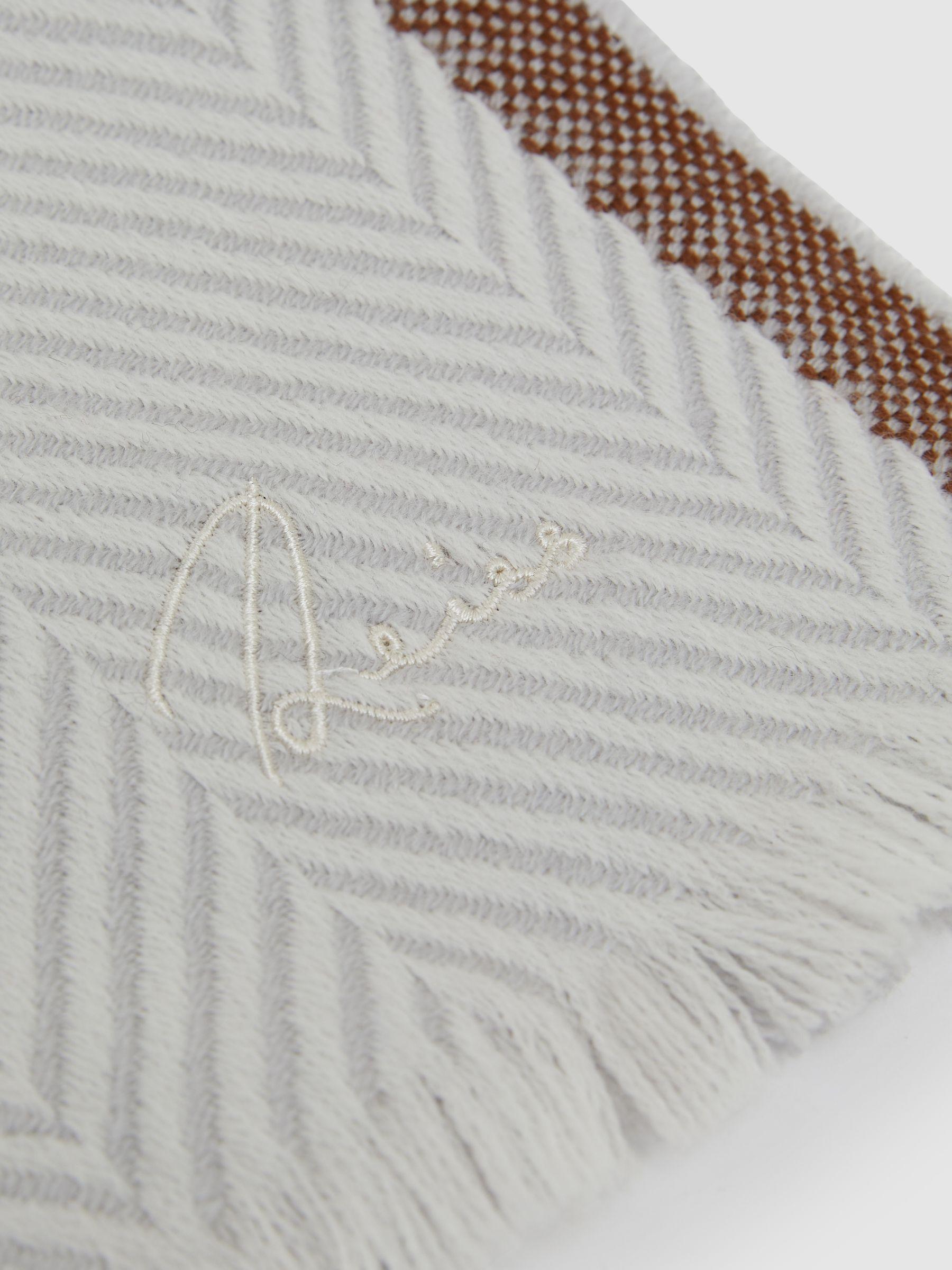 Logo-Embroidered Wool-Herringbone Scarf in Grey Product Image