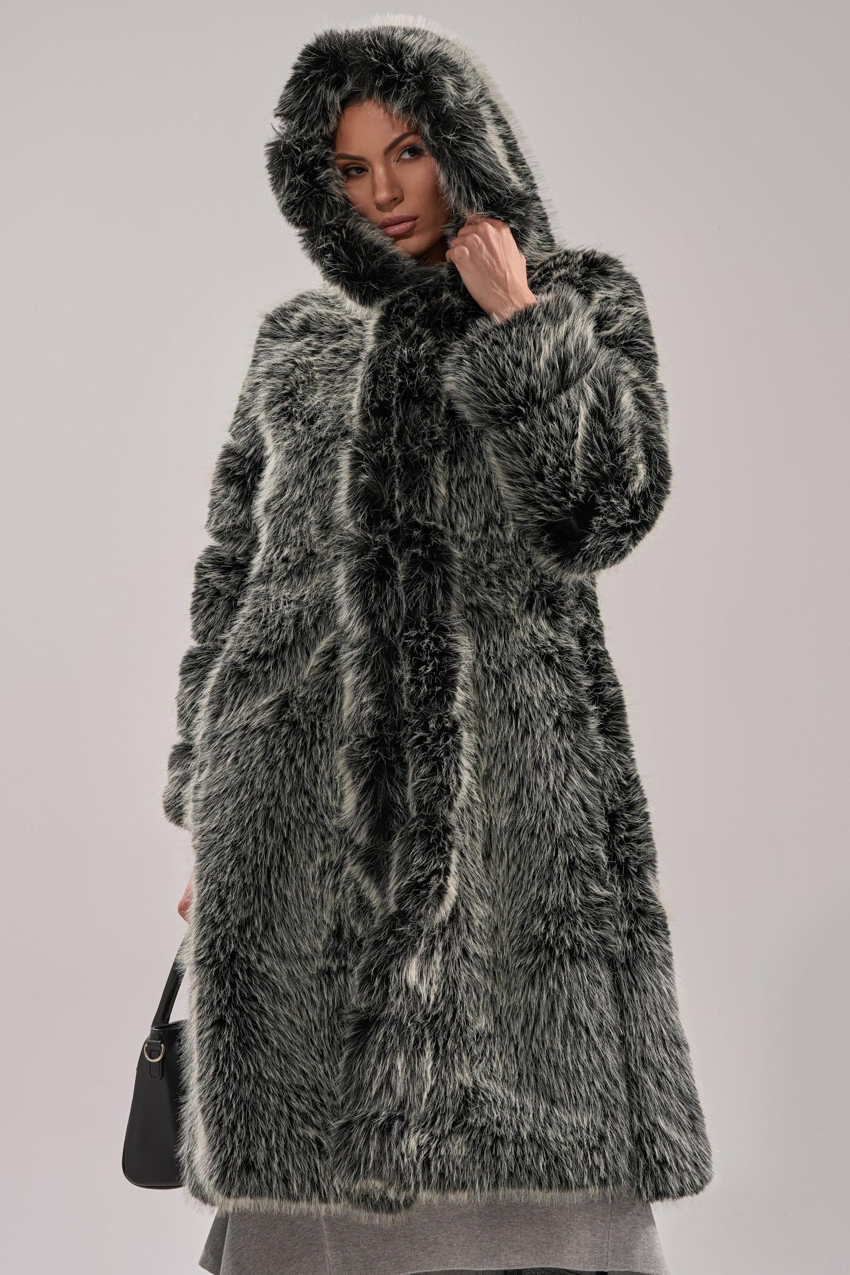 SNOW BUNNY HOODED FAUX FUR COAT Product Image