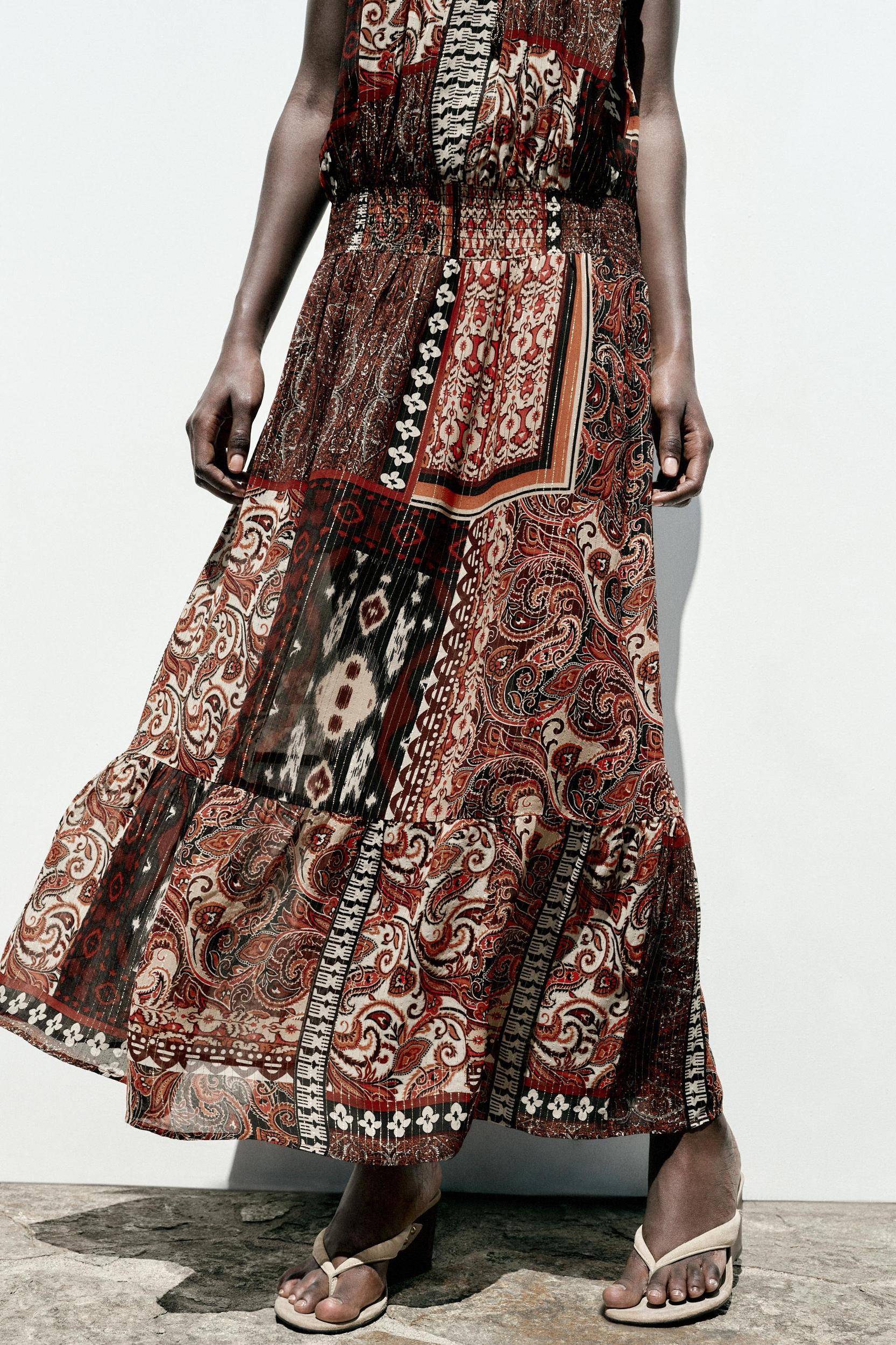 METALLIC THREAD PRINT DRESS Product Image