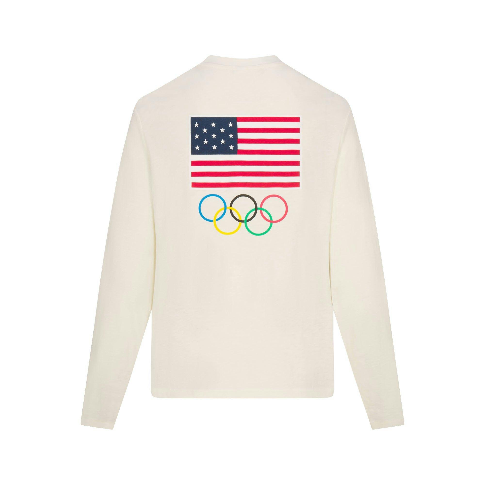 SKIMS FOR TEAM USA WORN IN JERSEY OLYMPIC LONG SLEEVE T-SHIRT | ECRU Product Image