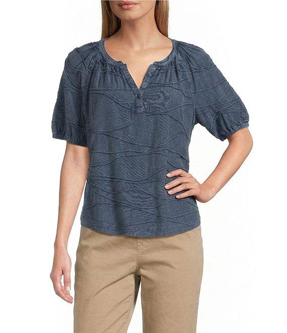 Westbound Knit Elbow Sleeve Henley Top Product Image