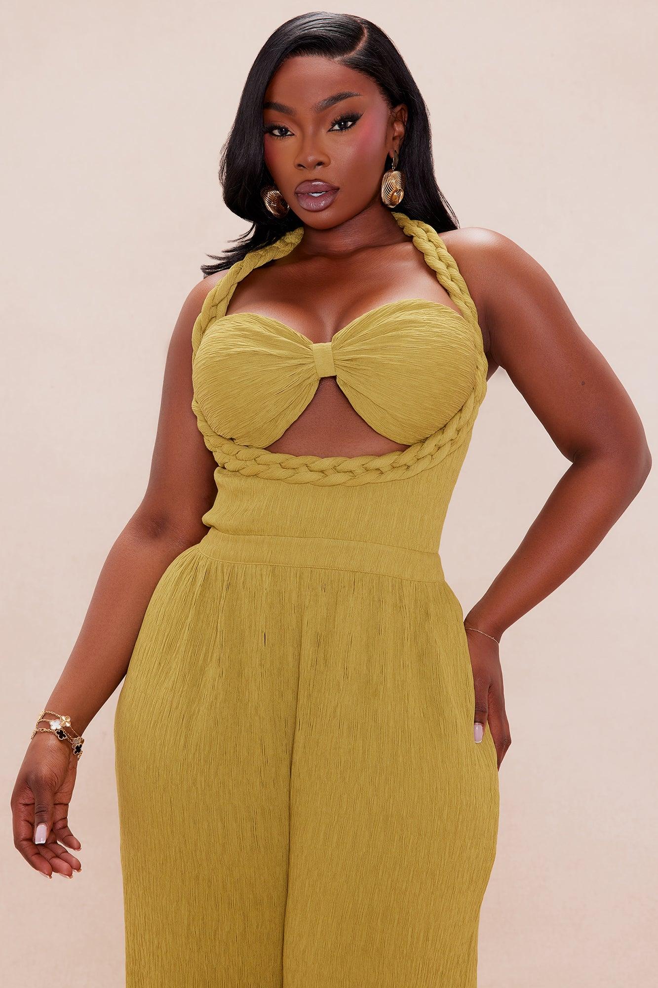 Chelsea Textured Jumpsuit - Olive Product Image