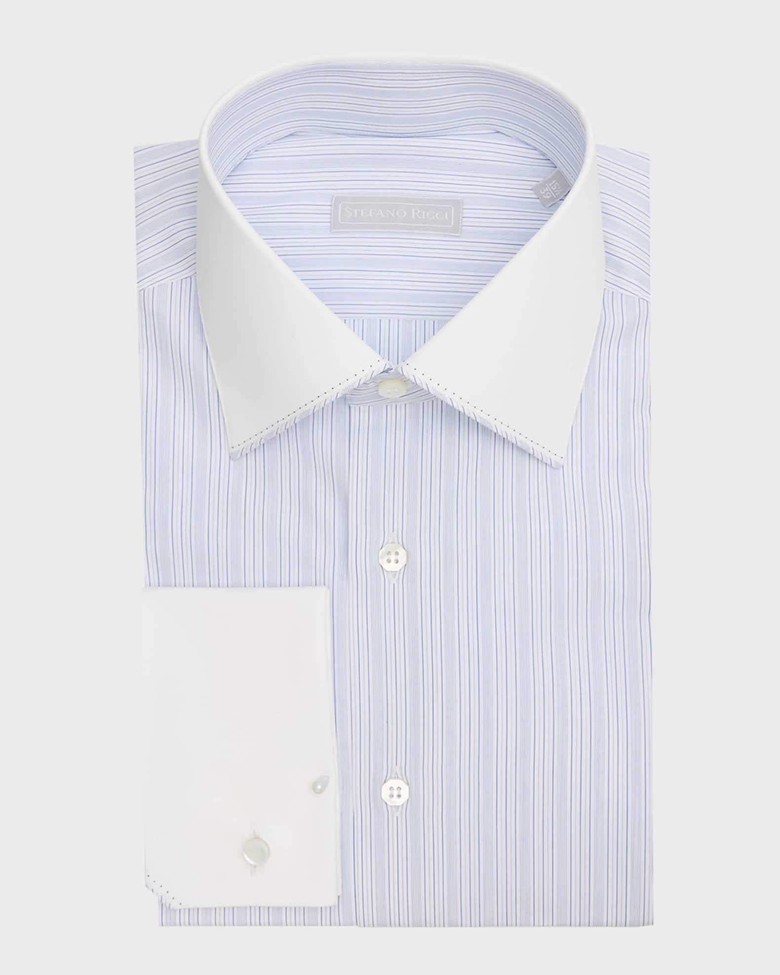 Men's Cotton French Cuff Multi-Stripe Dress Shirt Product Image