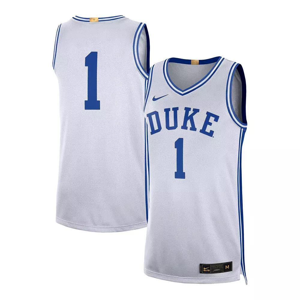 Men's Jordan Brand #1 White Duke Blue Devils Limited Authentic Jersey, Size: Medium Product Image