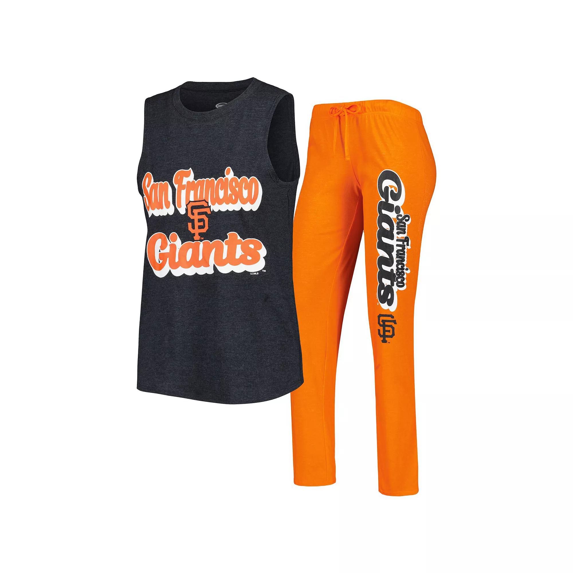 Women's Concepts Sport Orange/Black San Francisco Giants Wordmark Meter Muscle Tank Top & Pants Sleep Set,  Product Image
