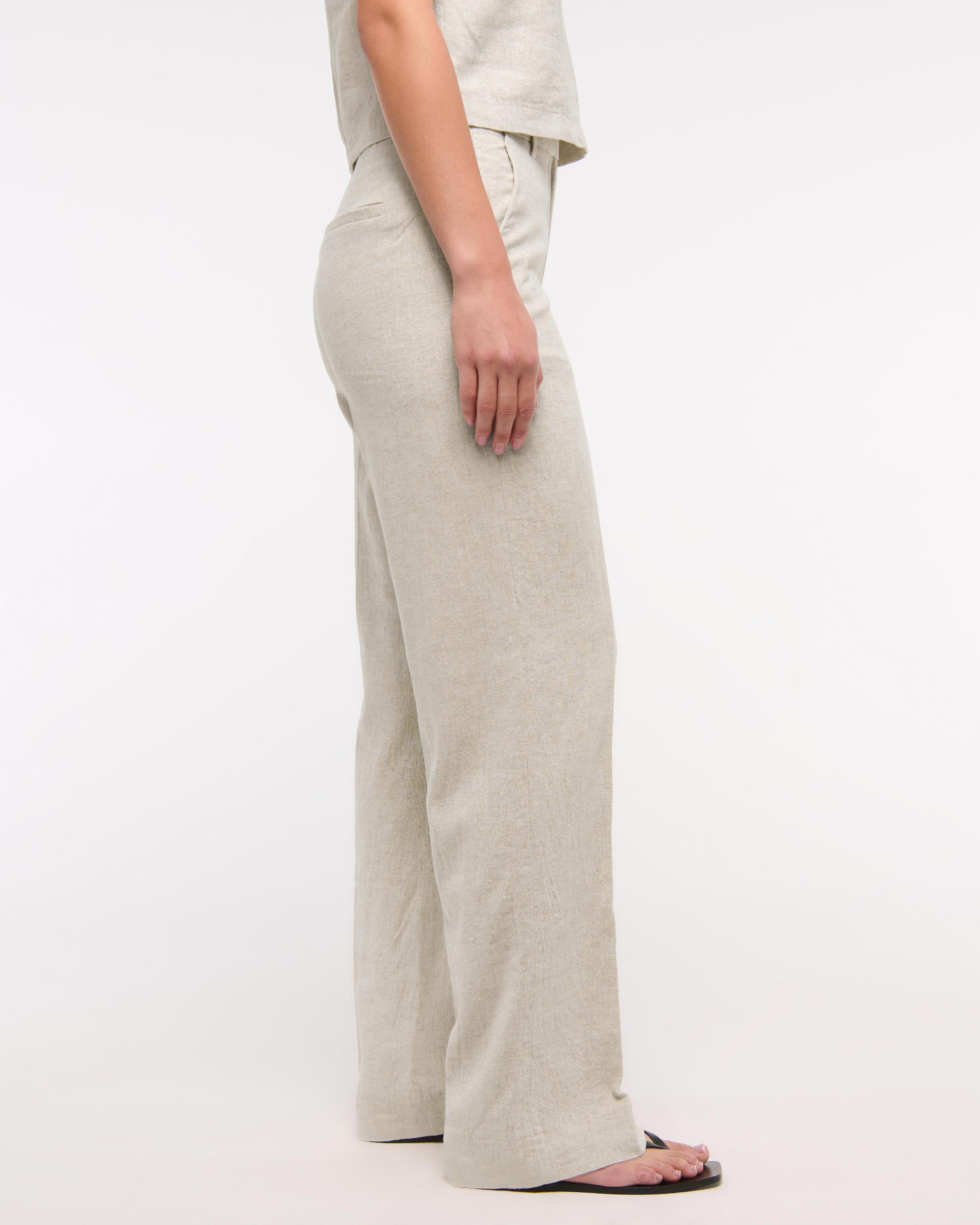 Tailored Linen-Blend Wide Leg Pant Product Image