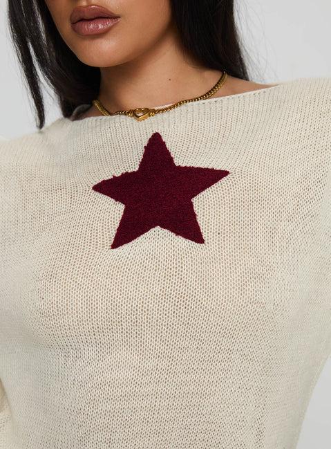 Big Star Knit Sweater Cream Product Image