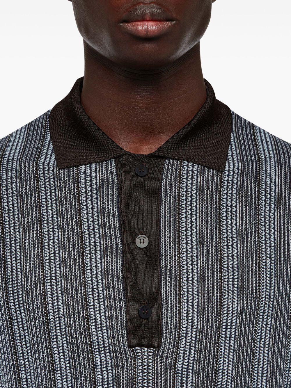 striped intarsia-knit polo shirt Product Image