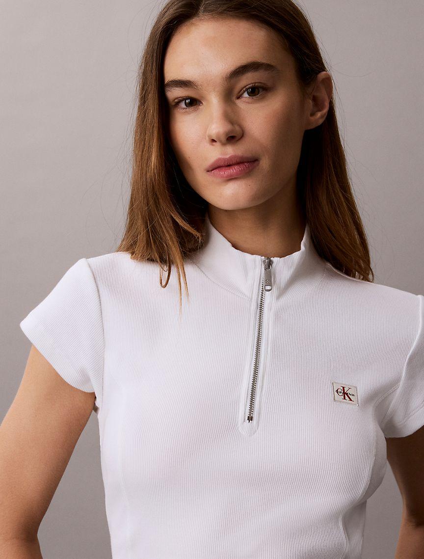 Woven Monologo Rib Quarter Zip T-Shirt Product Image