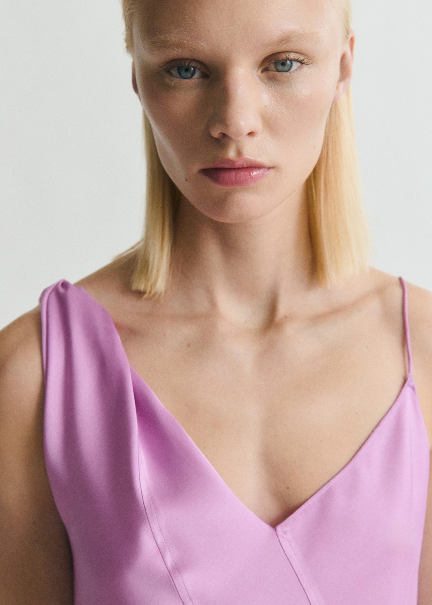 Asymmetrical satin dress - Women | MANGO USA Product Image