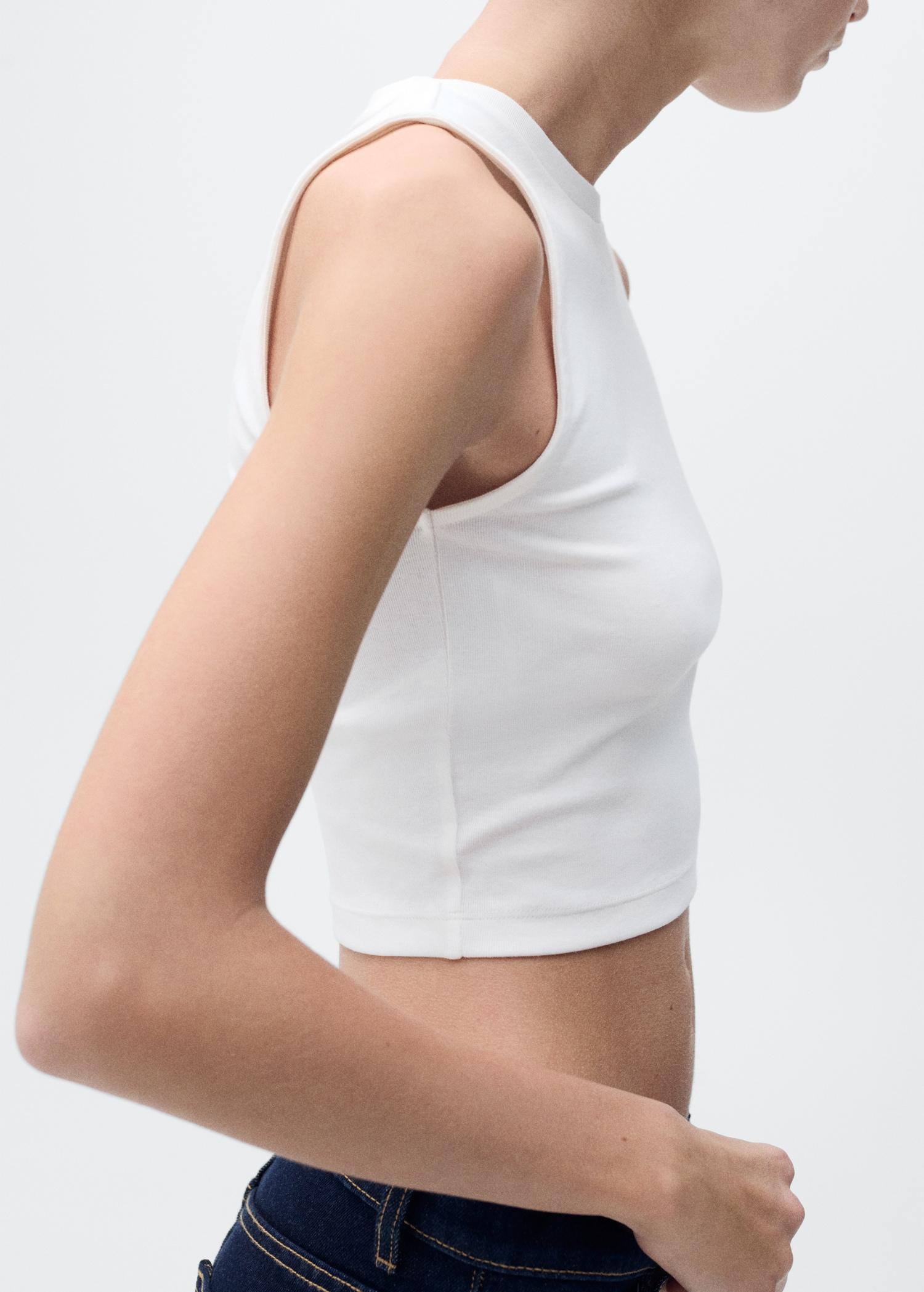 Cotton sleeveless cropped top - Women | MANGO USA Product Image