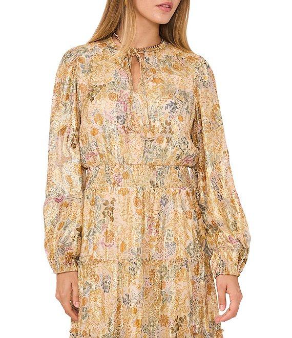 1. STATE Paisley Print Long Sleeve Tiered Skirt Maxi Dress Product Image
