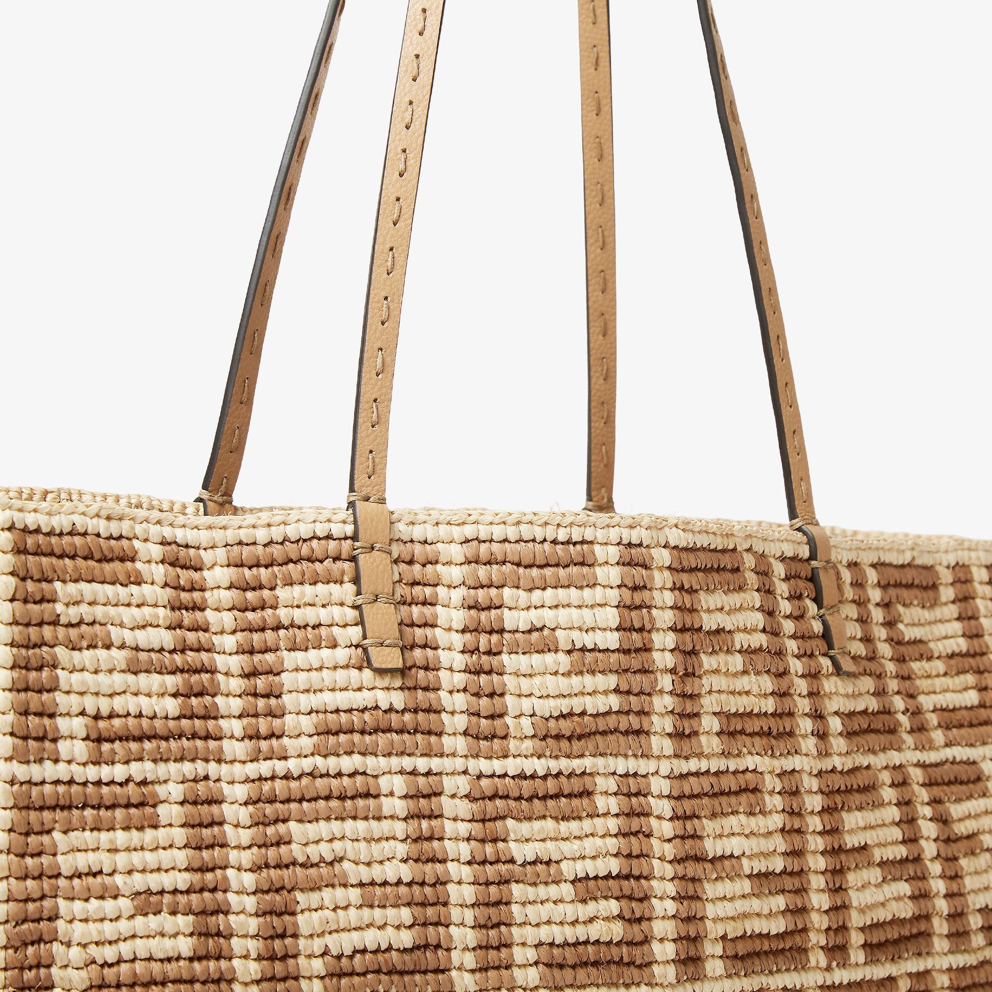 Roll LargeBeige FF raffia crochet shopper Product Image