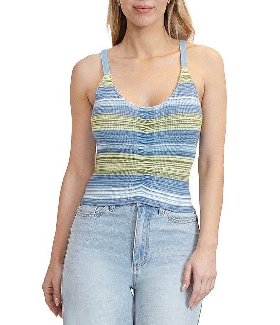 Stevie by Steve Madden Striped Adjustable Strap Sweater Tank Top Product Image