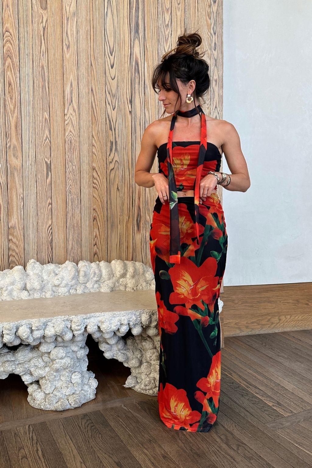 Amour Floral Strapless Scarf Top Product Image