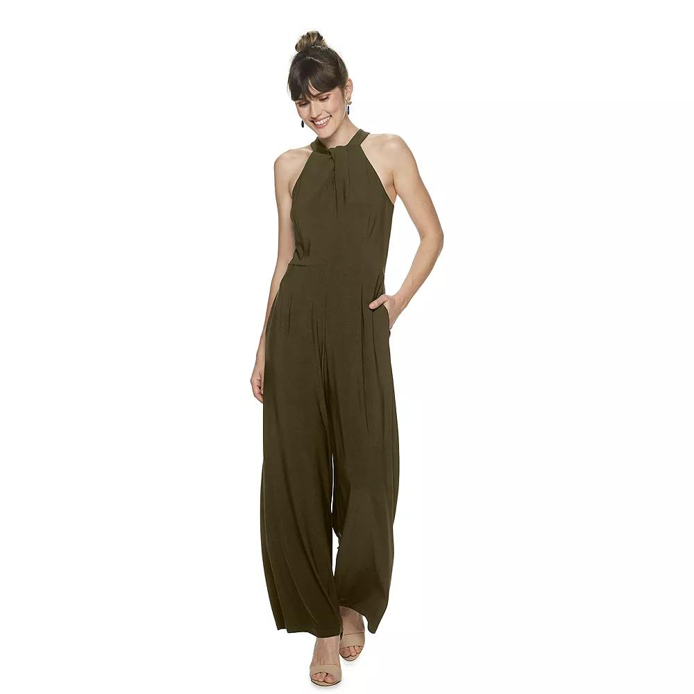 Women's Nina Leonard Wide-Leg Halter Jumpsuit,  Product Image