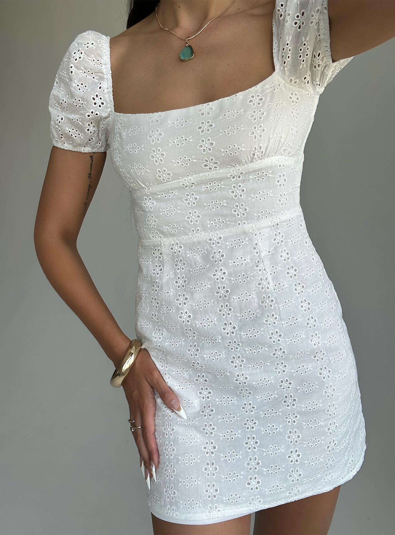 Havena Anglaise Mini Dress White Product Image