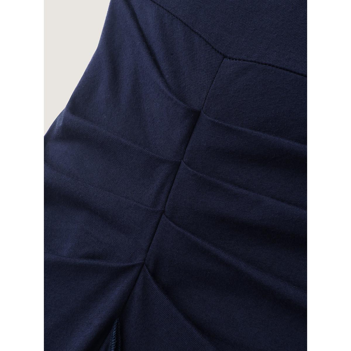 Plus Size Supersoft Waist-Tie Slit Maxi Dress Indigo Women Romantic Cross straps V-neck Short sleeve Curvy BloomChic 14-16/1X Product Image