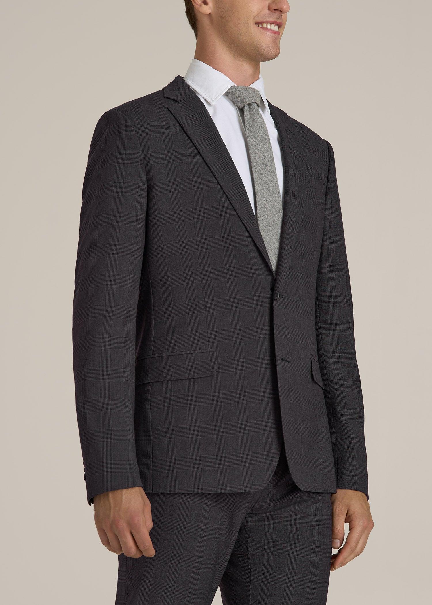 Suit Jacket for Tall Men in Charcoal Plaid Male Product Image