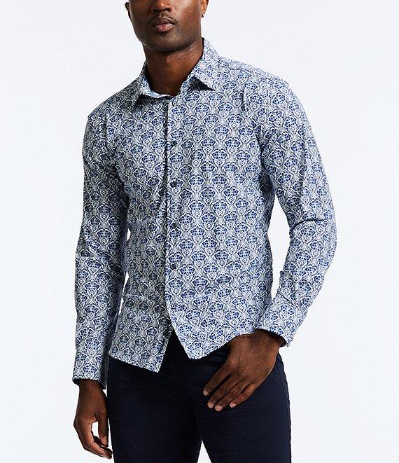 Robert Graham Comoros Stretch Knit Long Sleeve Woven Shirt Product Image