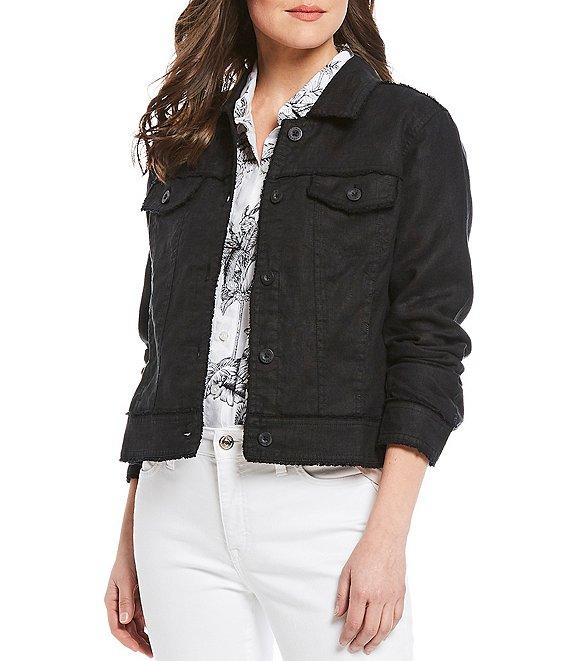 Tommy Bahama Two Palm Raw Edge Point Collar Long Sleeve Button Front Jacket Product Image