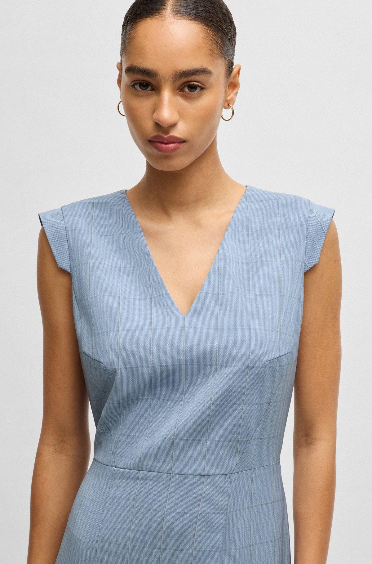 BOSS - Bodycon business dress in checked wool - Patterned Product Image