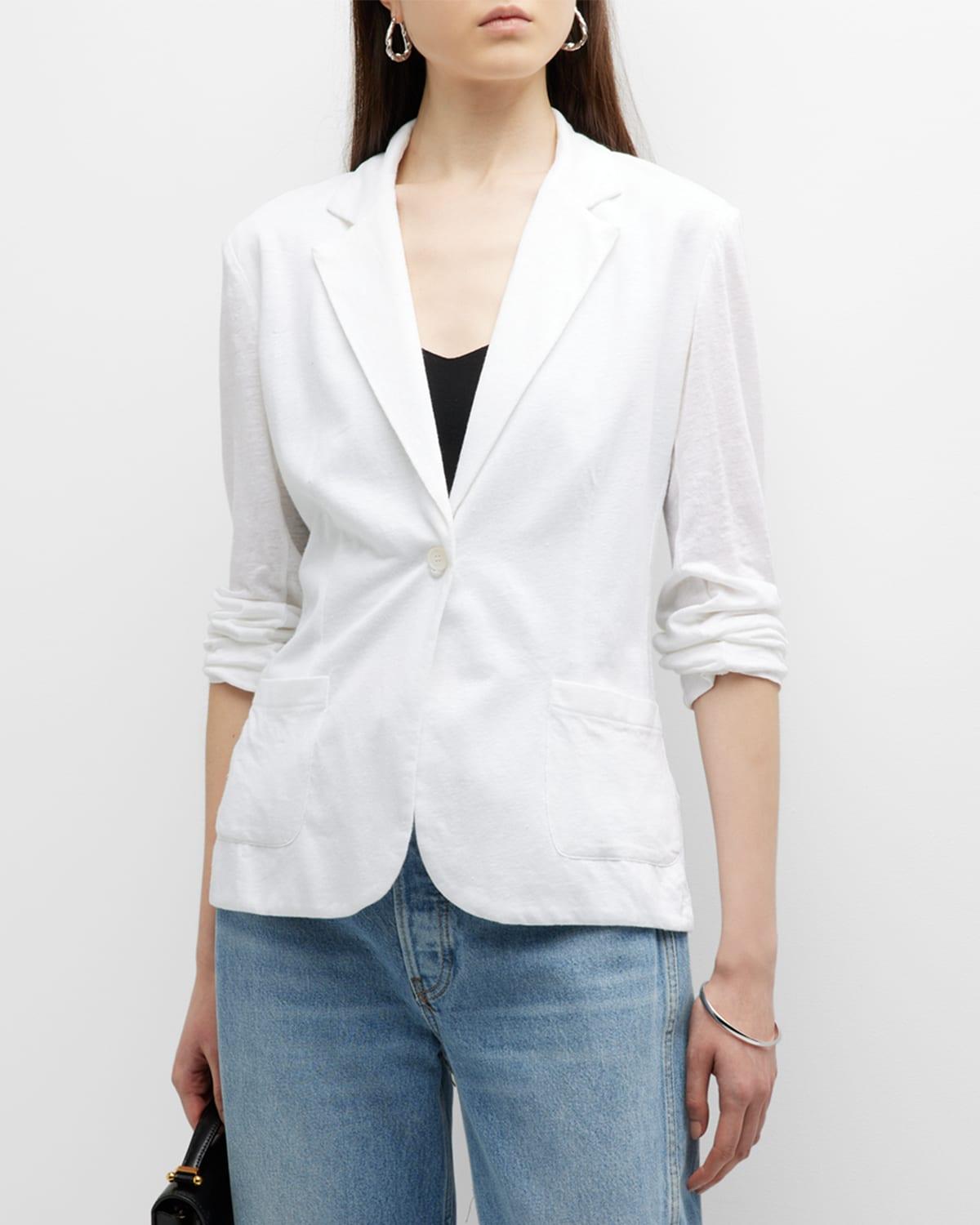 Womens Stretch Linen-Knit Blazer Product Image