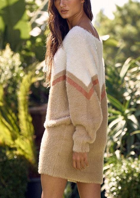 Color Block Fuzzy Dress Product Image