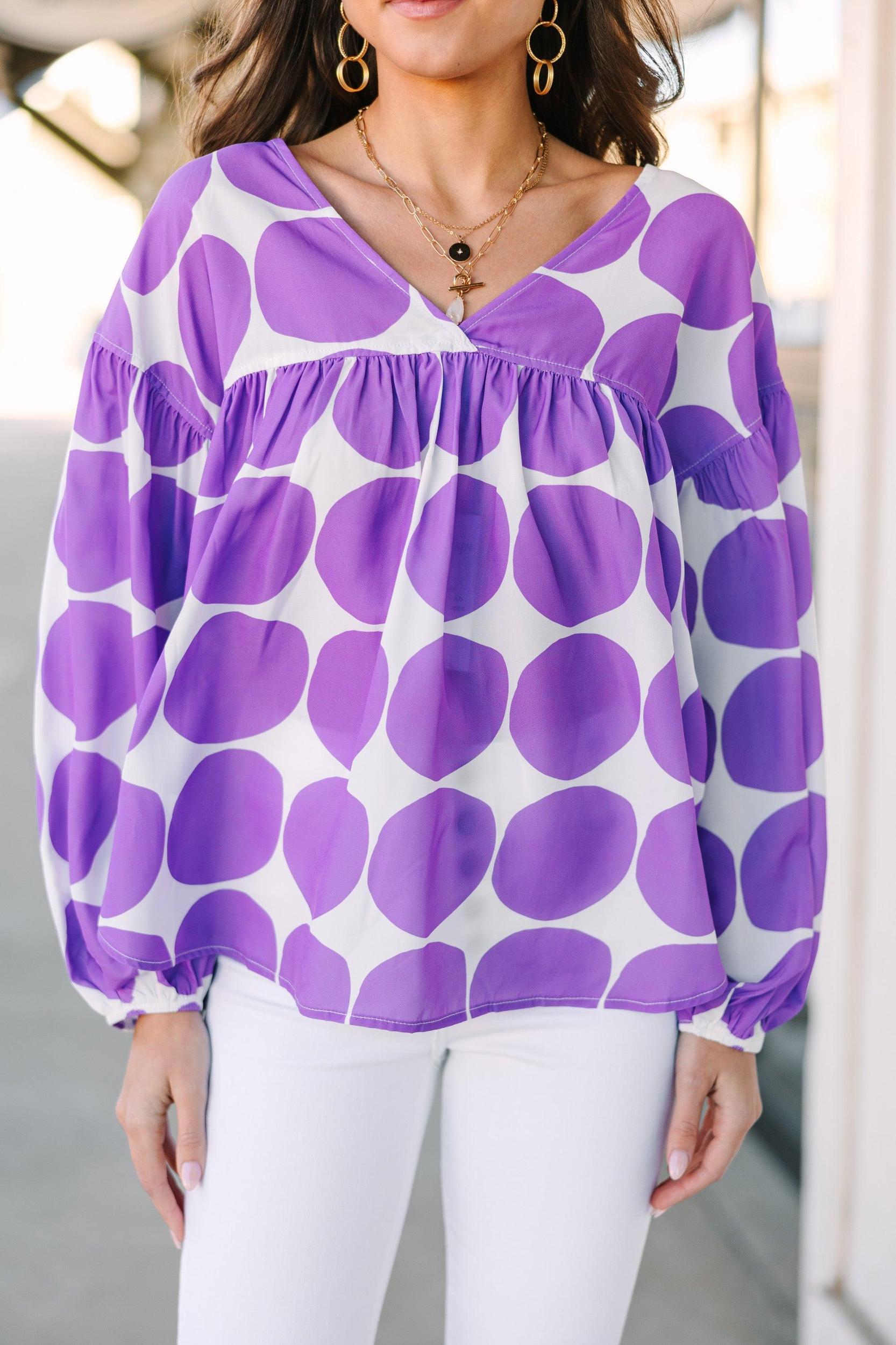 On My Mind Lavender Purple Abstract Blouse Female Product Image