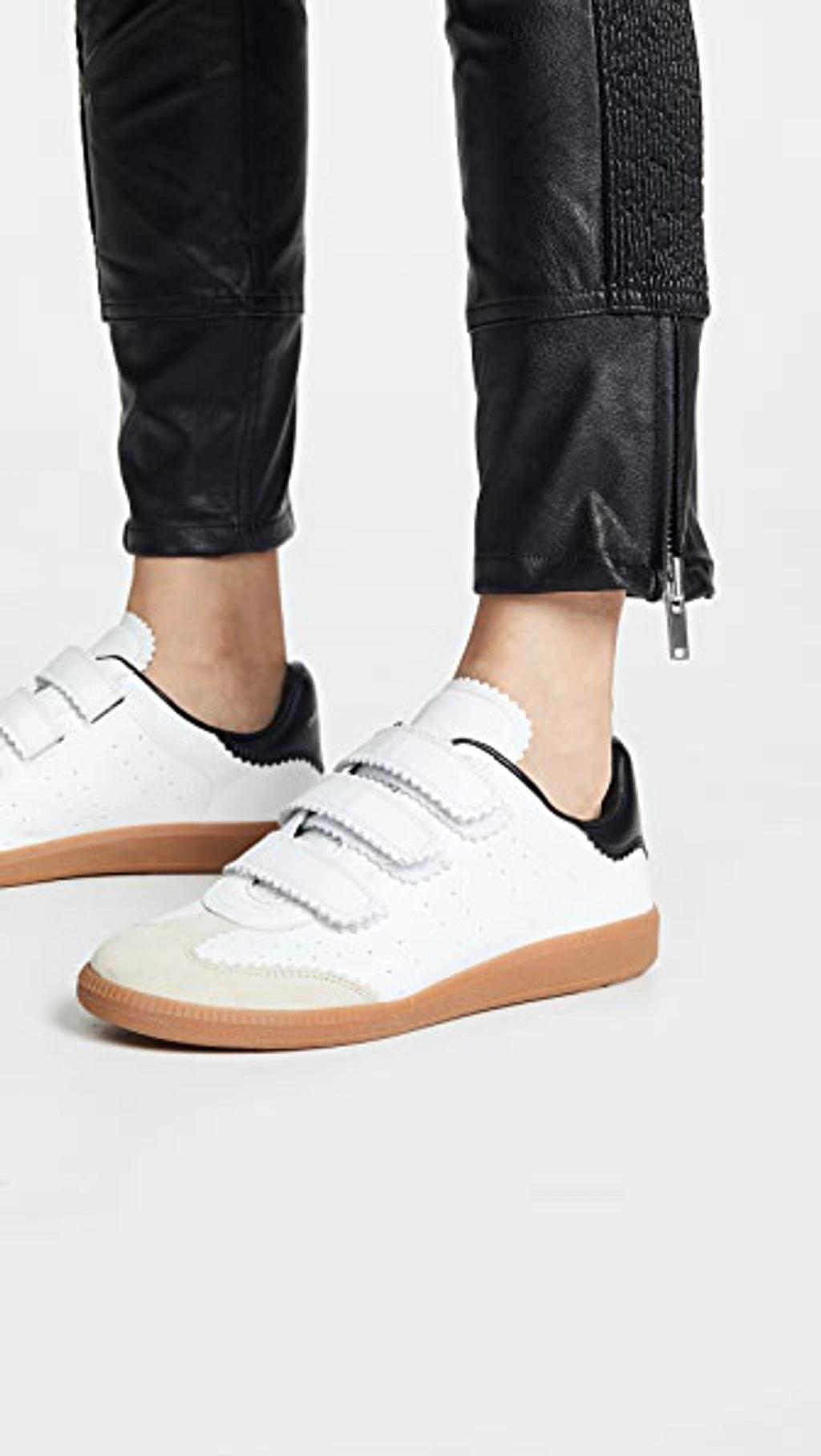 ISABEL MARANT Beth Suede-trimmed Leather Sneakers In White Product Image