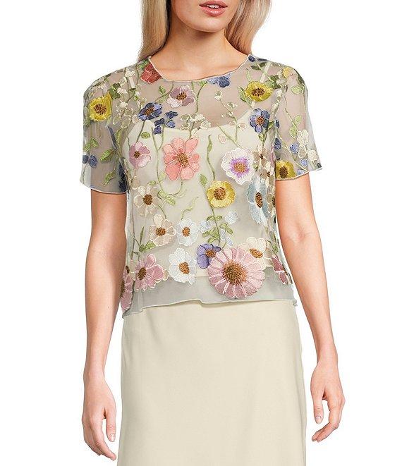 Evolutionary Coordinating 3D Floral Print Short Sleeve Top Product Image