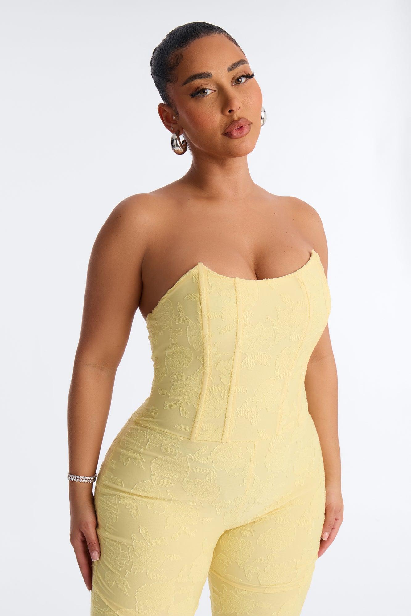 Belle Corset Capri Catsuit - Yellow Female Product Image