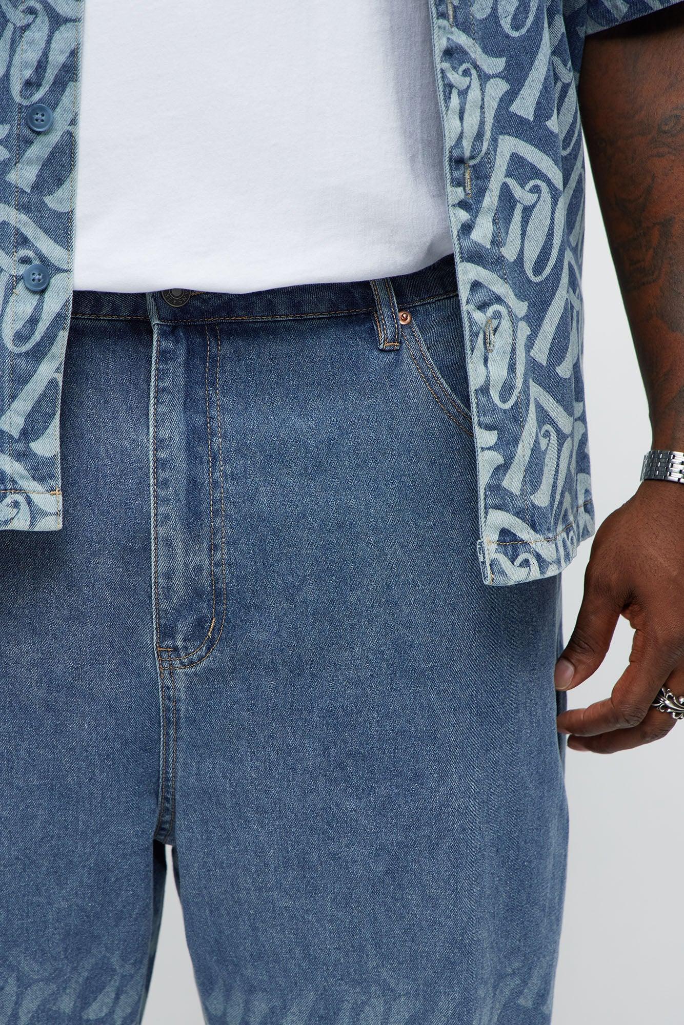 Baggy Chateau Monogram Jeans - Light Blue Wash Product Image