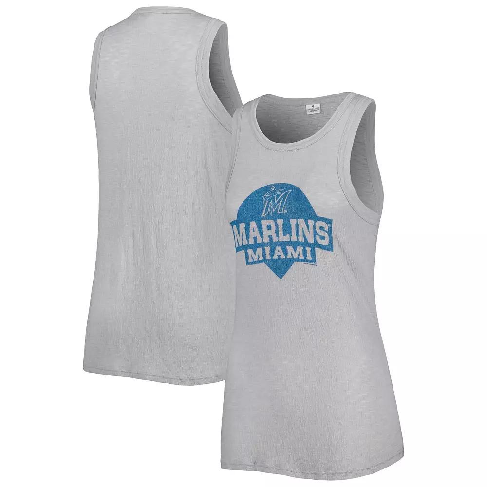 Women's Soft as a Grape Gray Miami Marlins Tri-Blend Tank Top, Size: XL, Grey Product Image