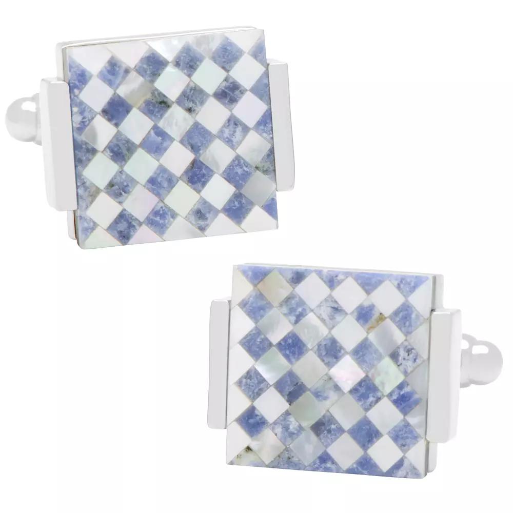 Men's Cuff Links, Inc. Lapis and Mother-of-Pearl Checkered Cuff Link, Blue Product Image
