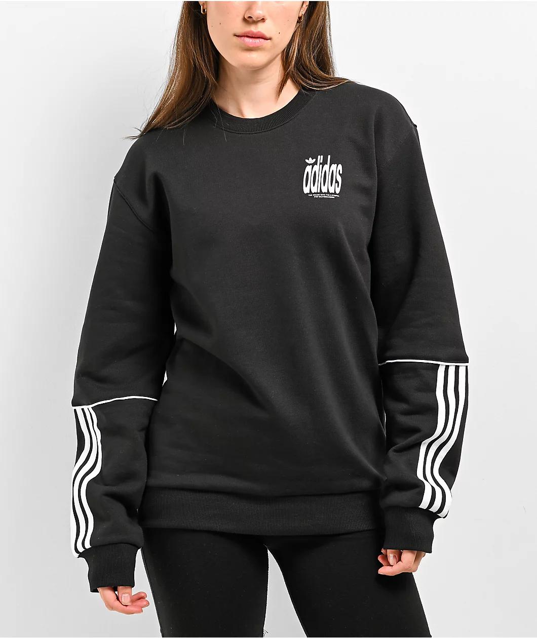 adidas Originals 4.0 Stretch Deluxe Black Crewneck Sweatshirt Product Image