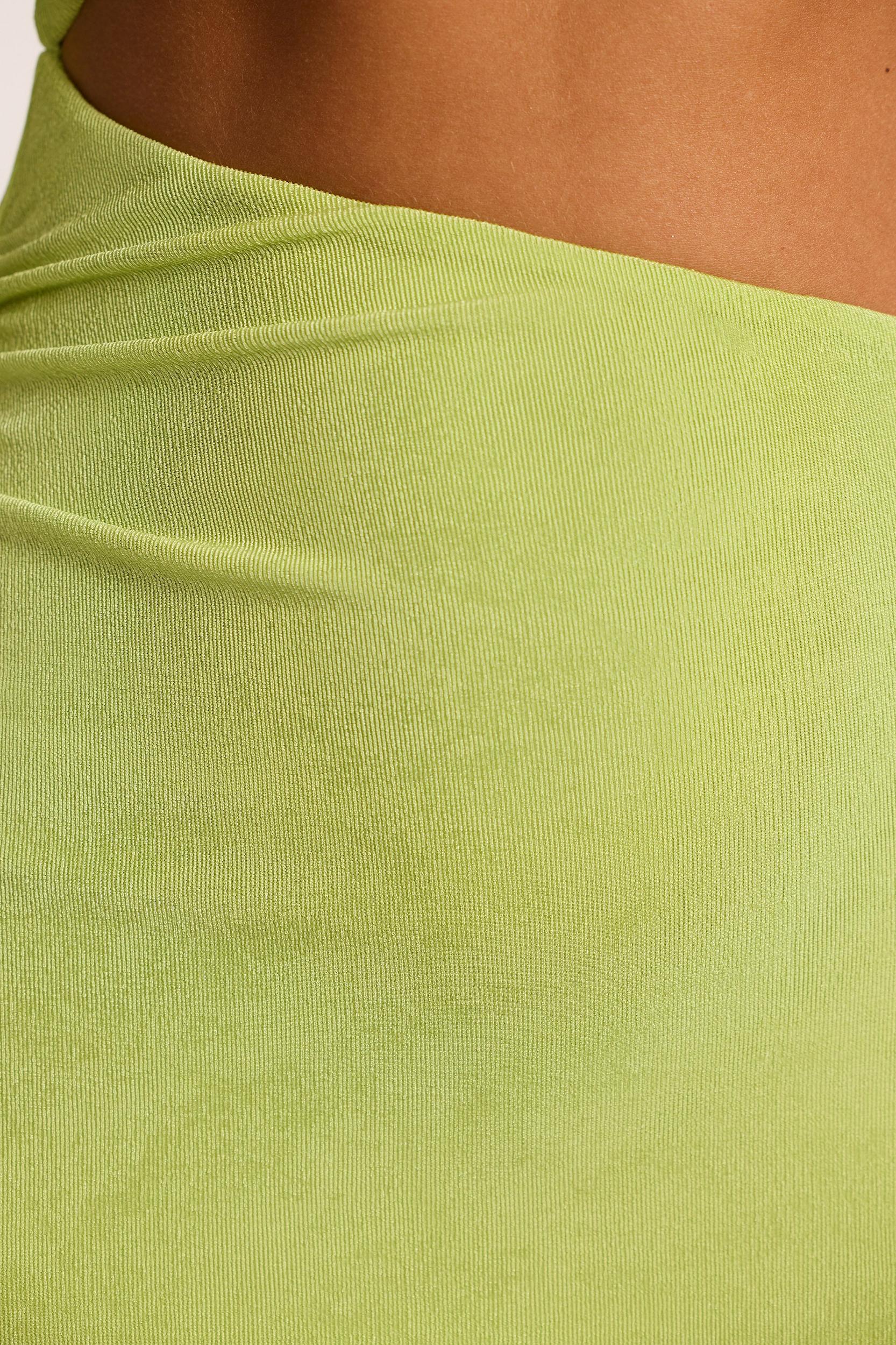 Textured Jersey Asymmetric Cut Out Mini Dress in Lime Product Image