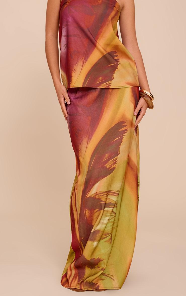  Multi Flower Print Woven Maxi Skirt Product Image