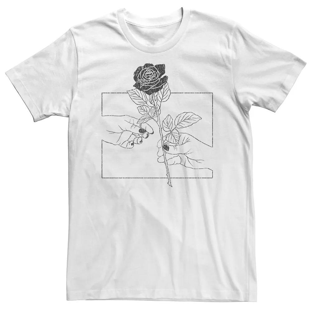 Big & Tall Line Rose Hands Floral Line Art Tee, Men's,  Product Image