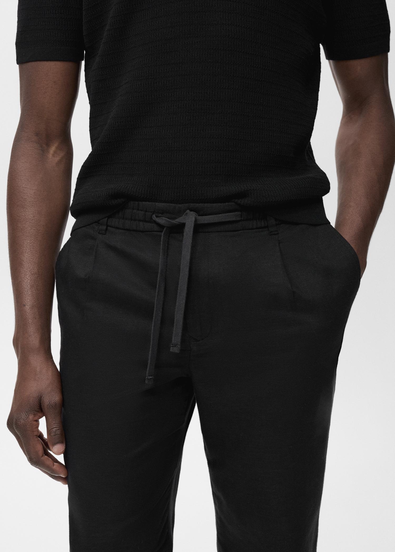 Slim-fit pants with drawstring - Men | MANGO USA Product Image