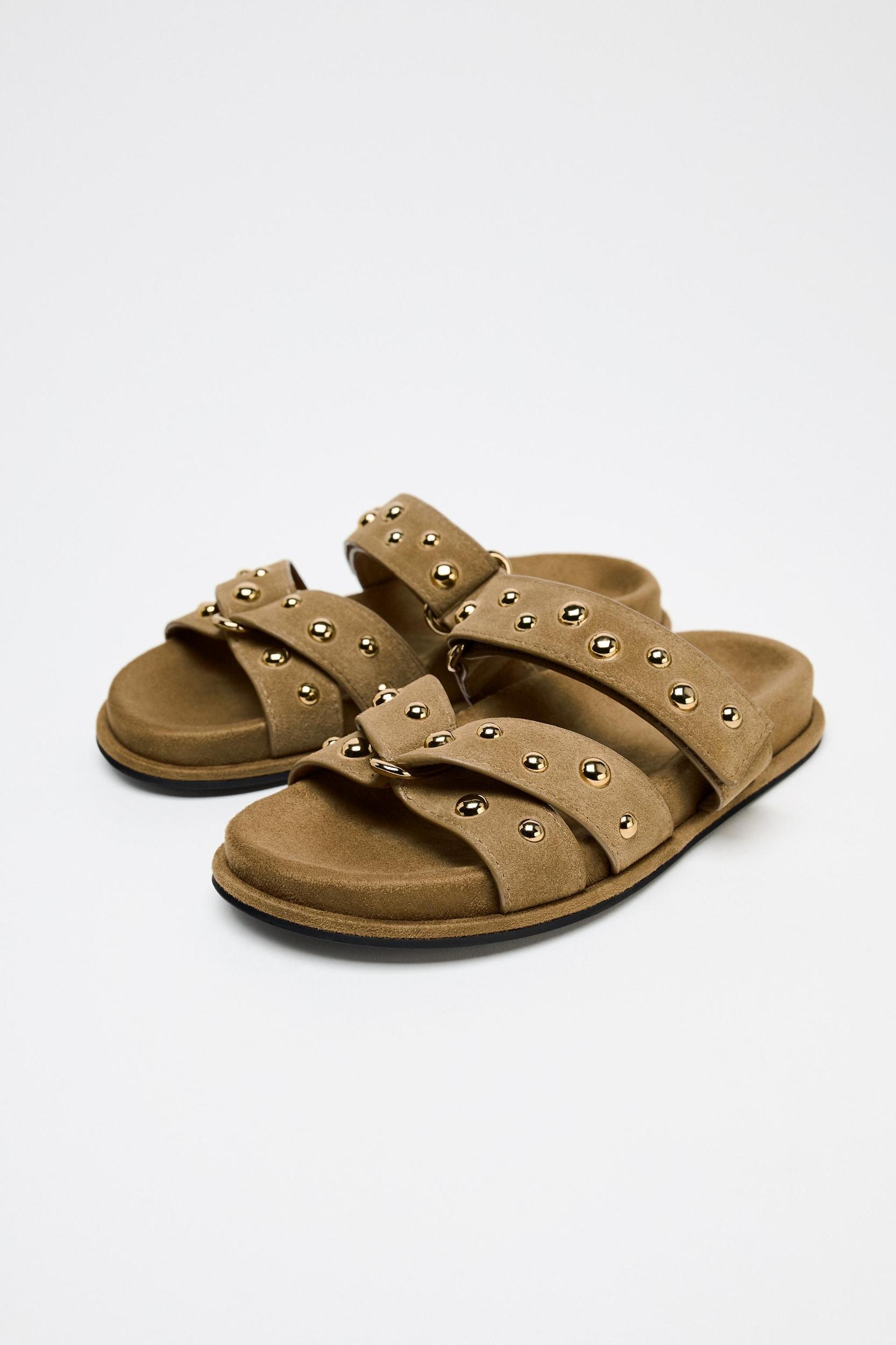 STUDDED SUEDE SANDALS Product Image